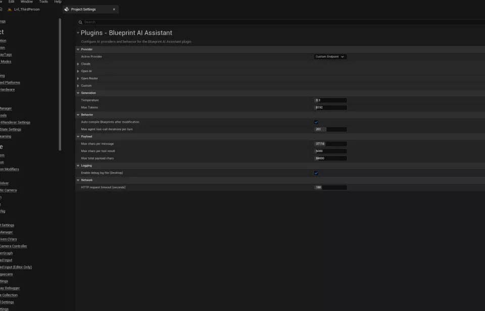 Unreal Engine BlueprintAIAssistant - AI-powered Blueprint creation and manipulation